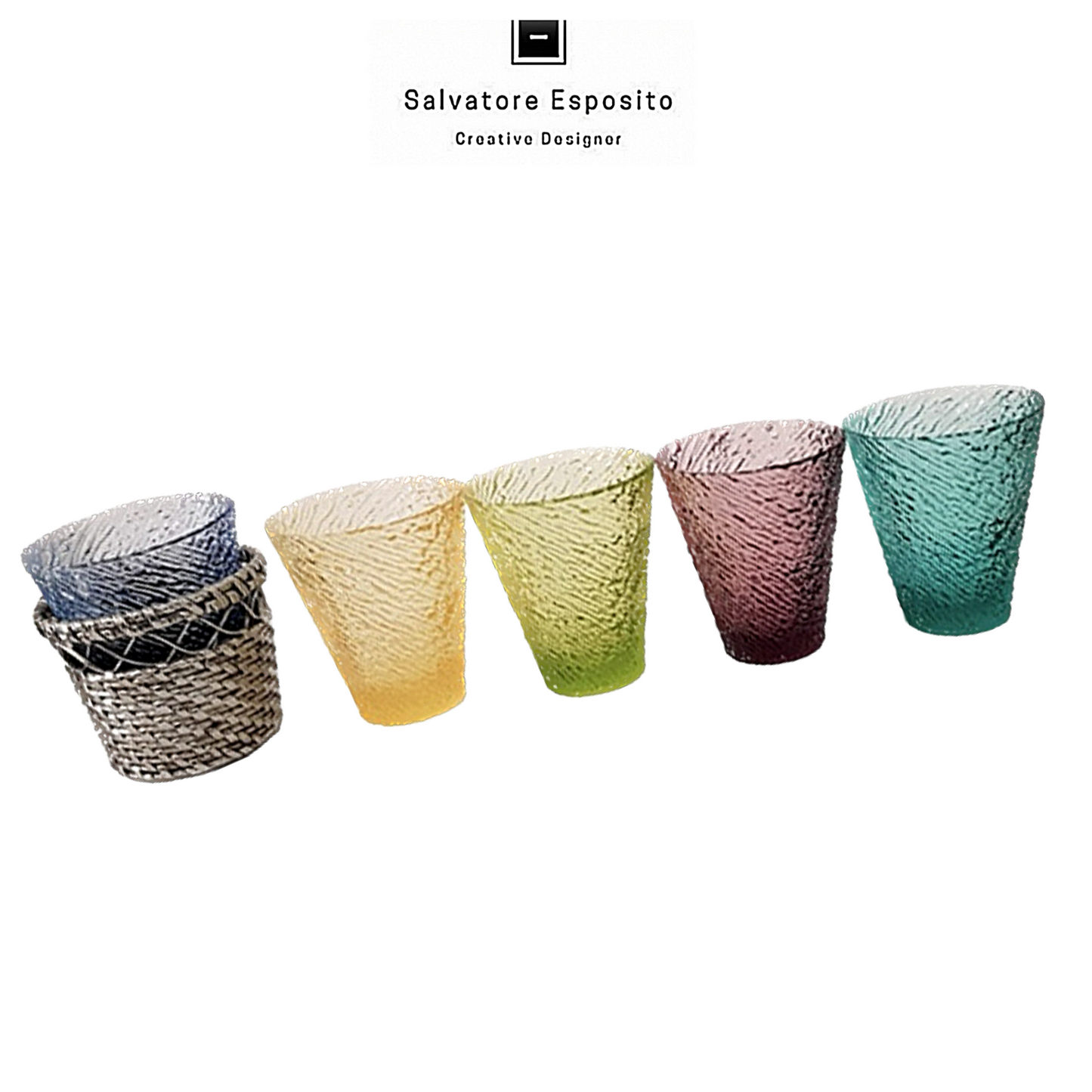 Cod.11603 Porta bicchieri set rattan argento