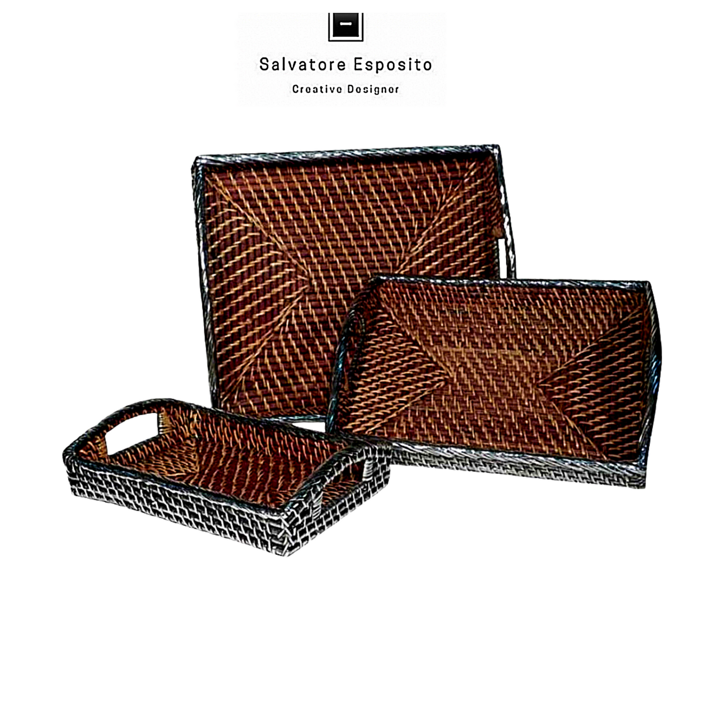 Cod.12034 Vassoio rettangolare con manici