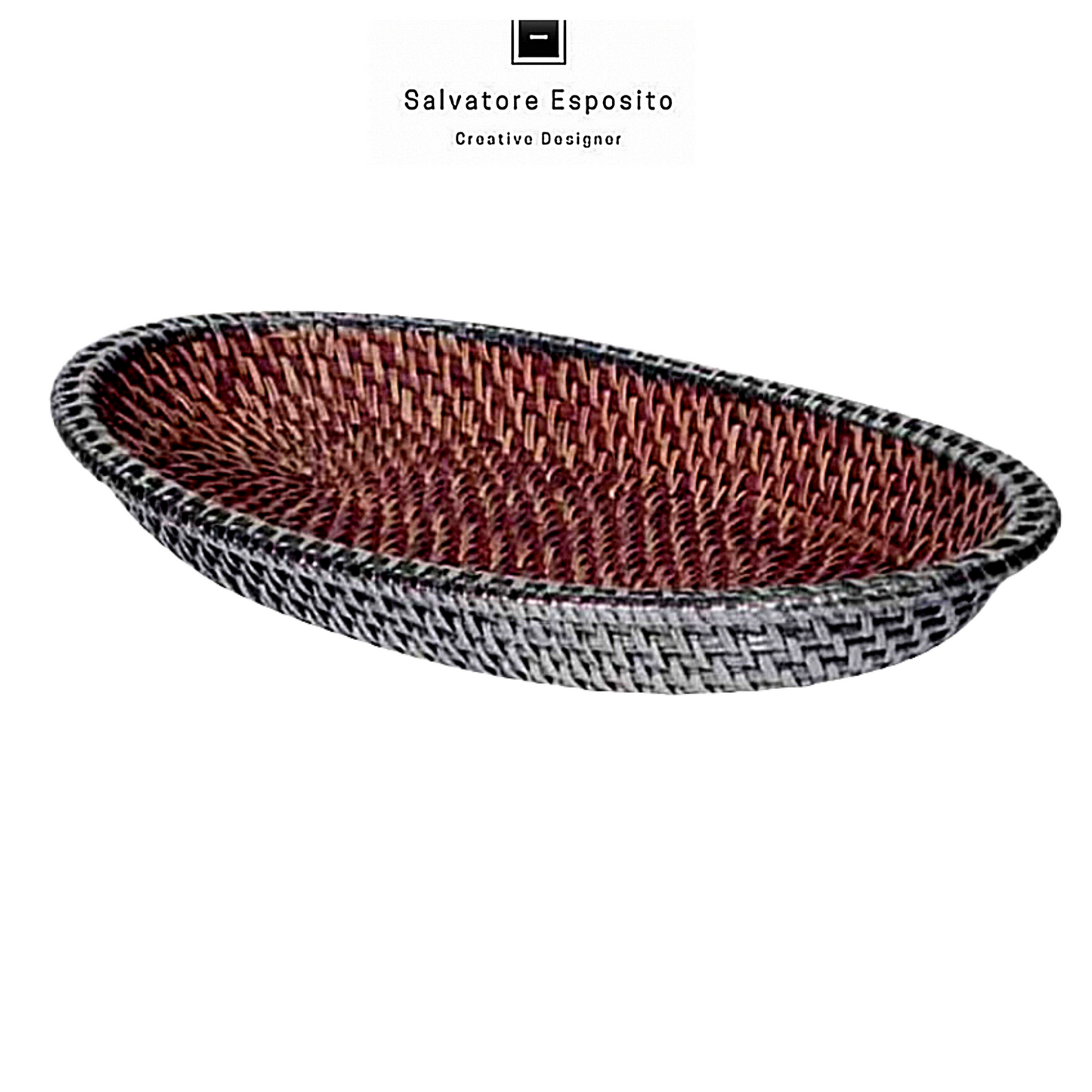 Cod.IGDM 5295 Vassoio Ovale Rattan in argento