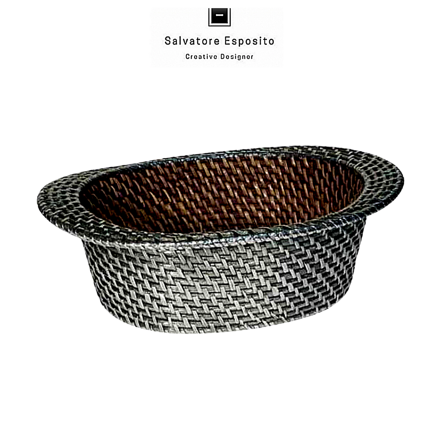 Cod.2602 Ciotola ovale rattan argento