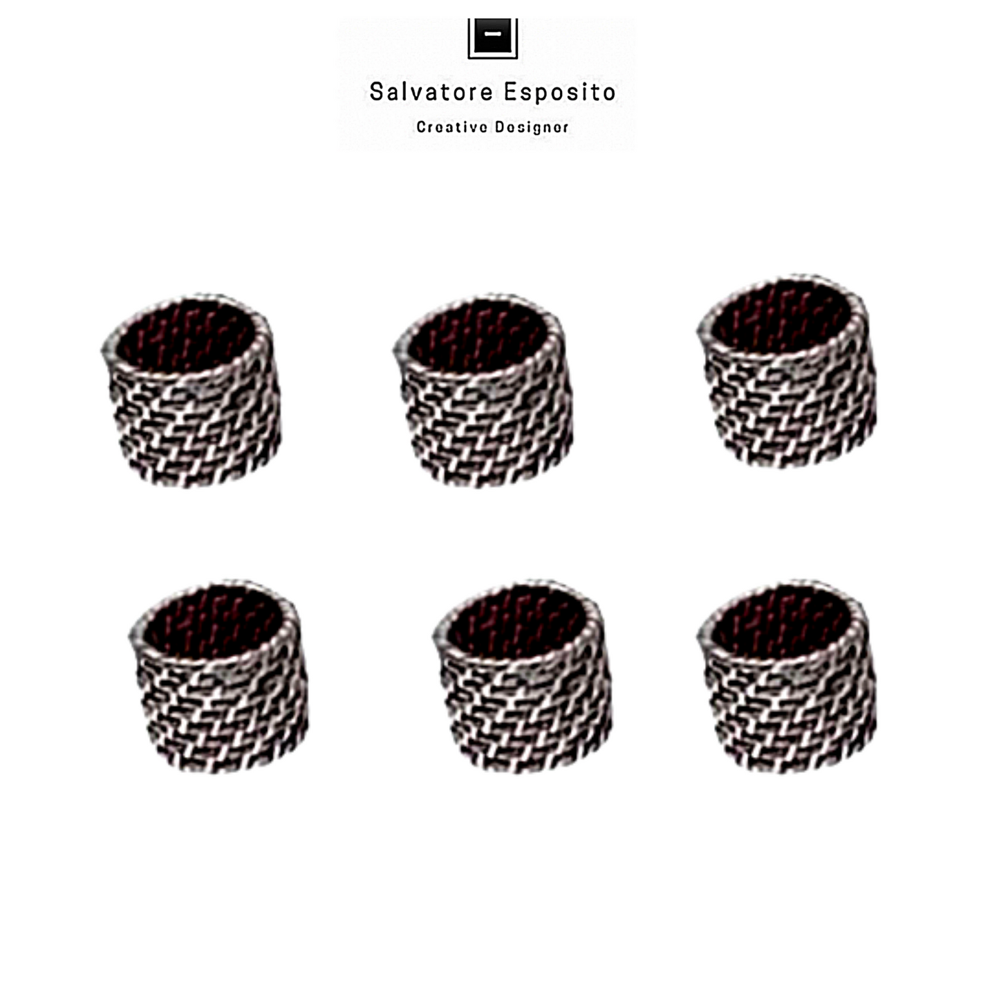 Cod.21409 Set legatovaglioli rattan in argento