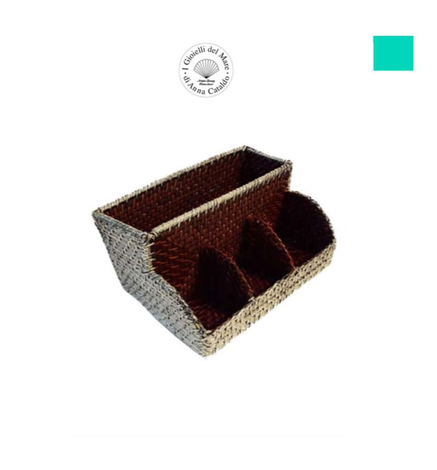 Cod.Ma20296 Set ufficio rattan argento