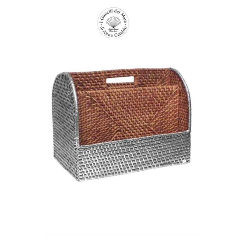 Cod.82423 Porta riviste rattan in argento