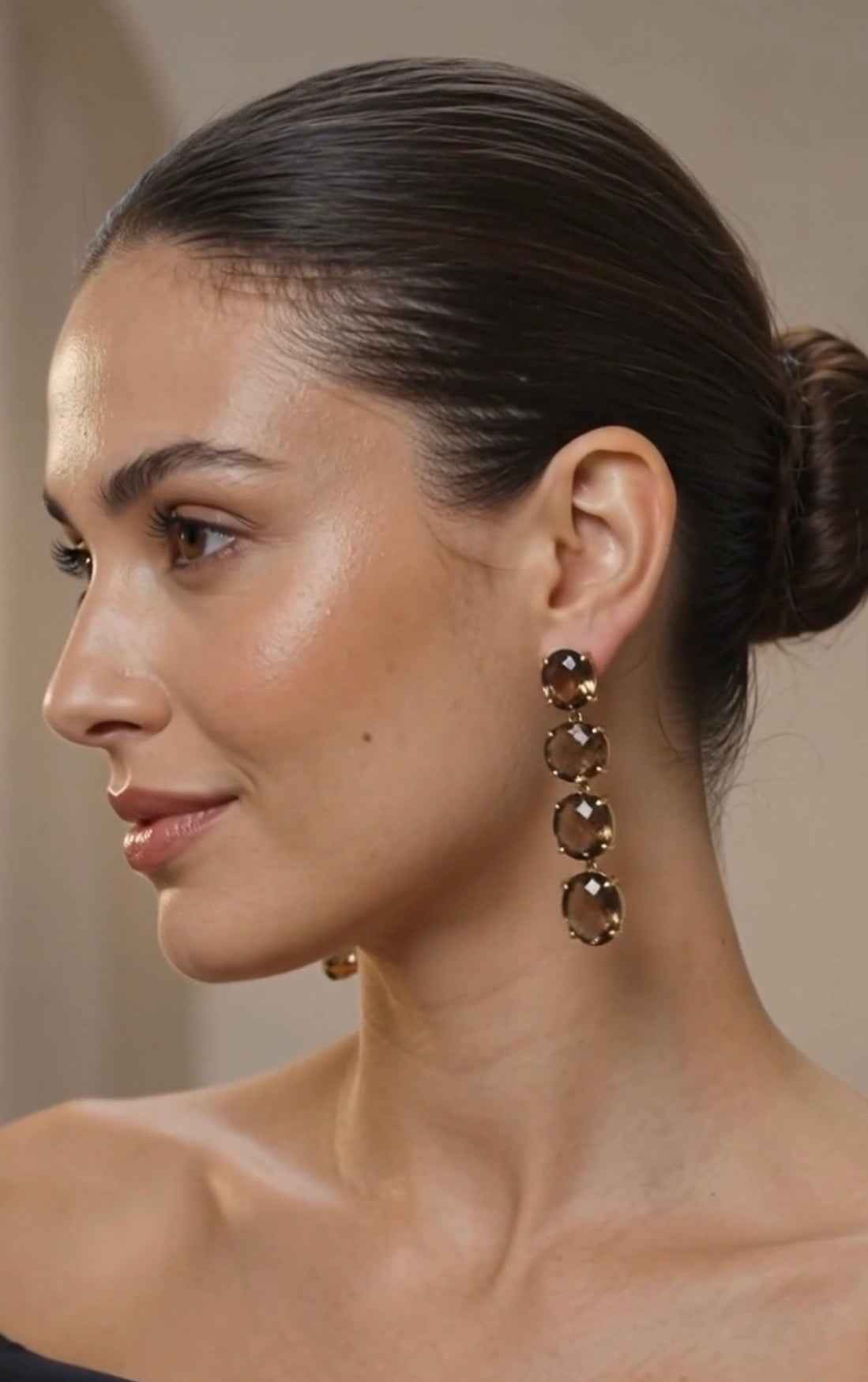 Orecchini topazio fume in argento dorato