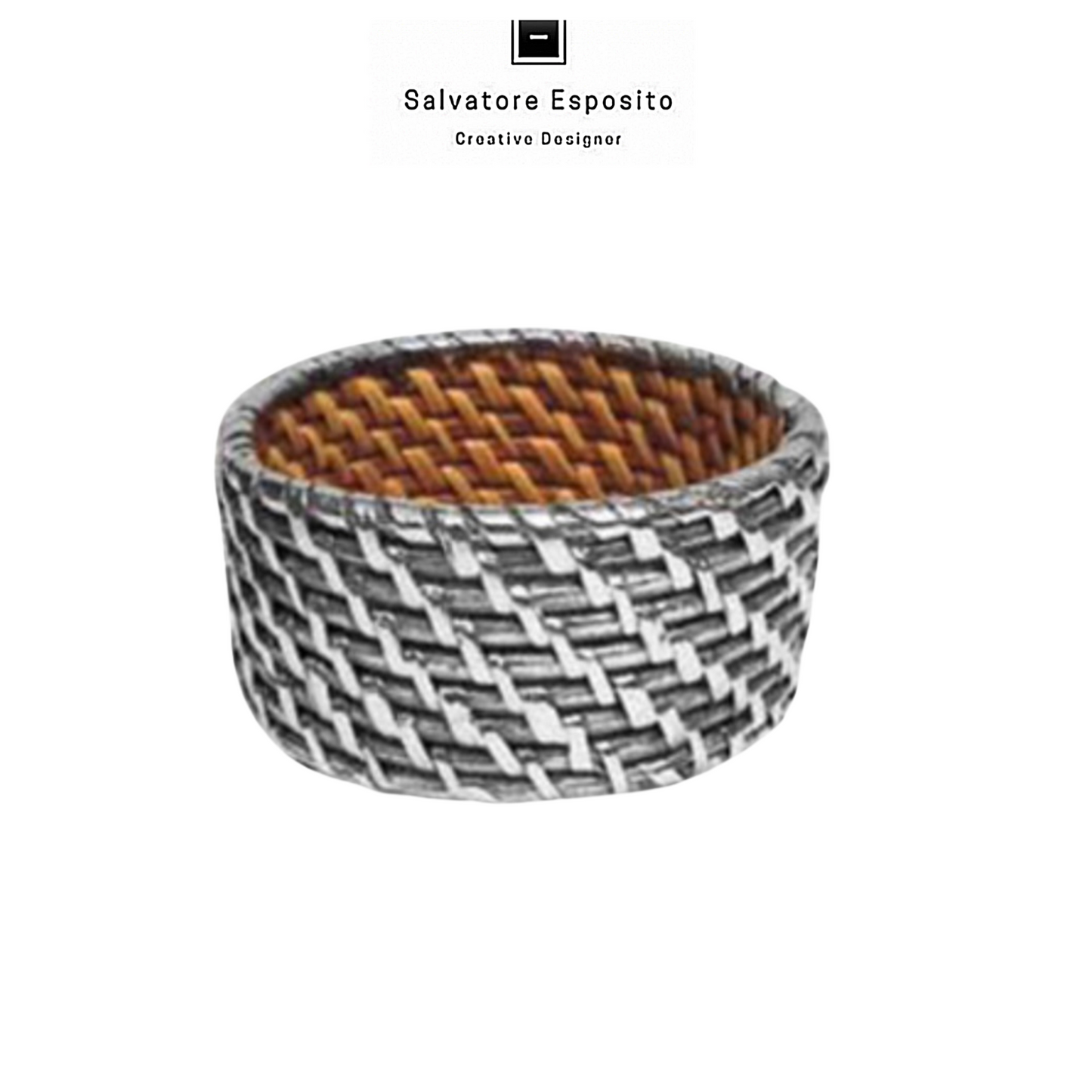 Cod.82416 Sottobottiglia rattan in argento