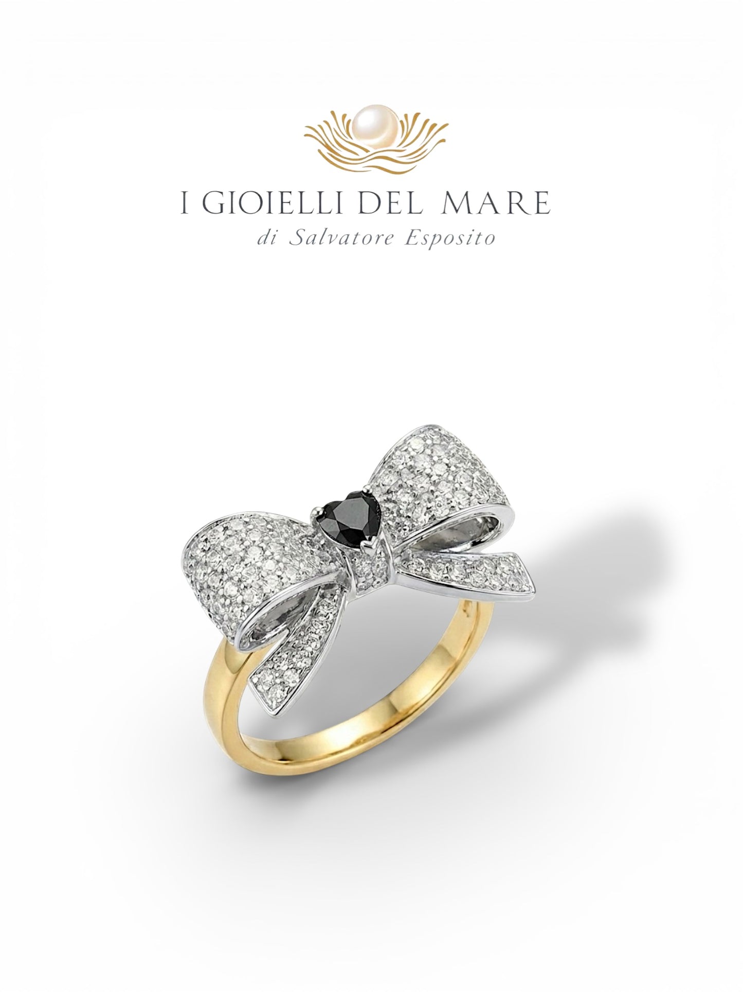 Anello oro con brillantini e diamante a cuore (Info su richiesta)
