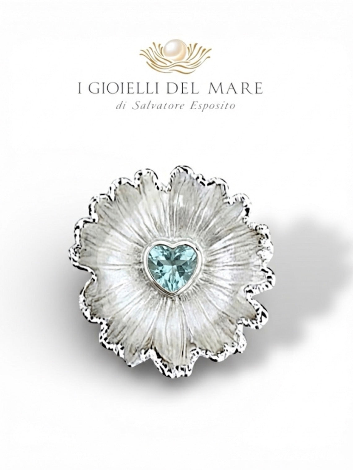 Ciondolo margherita naturale in argento con cuore Topazio