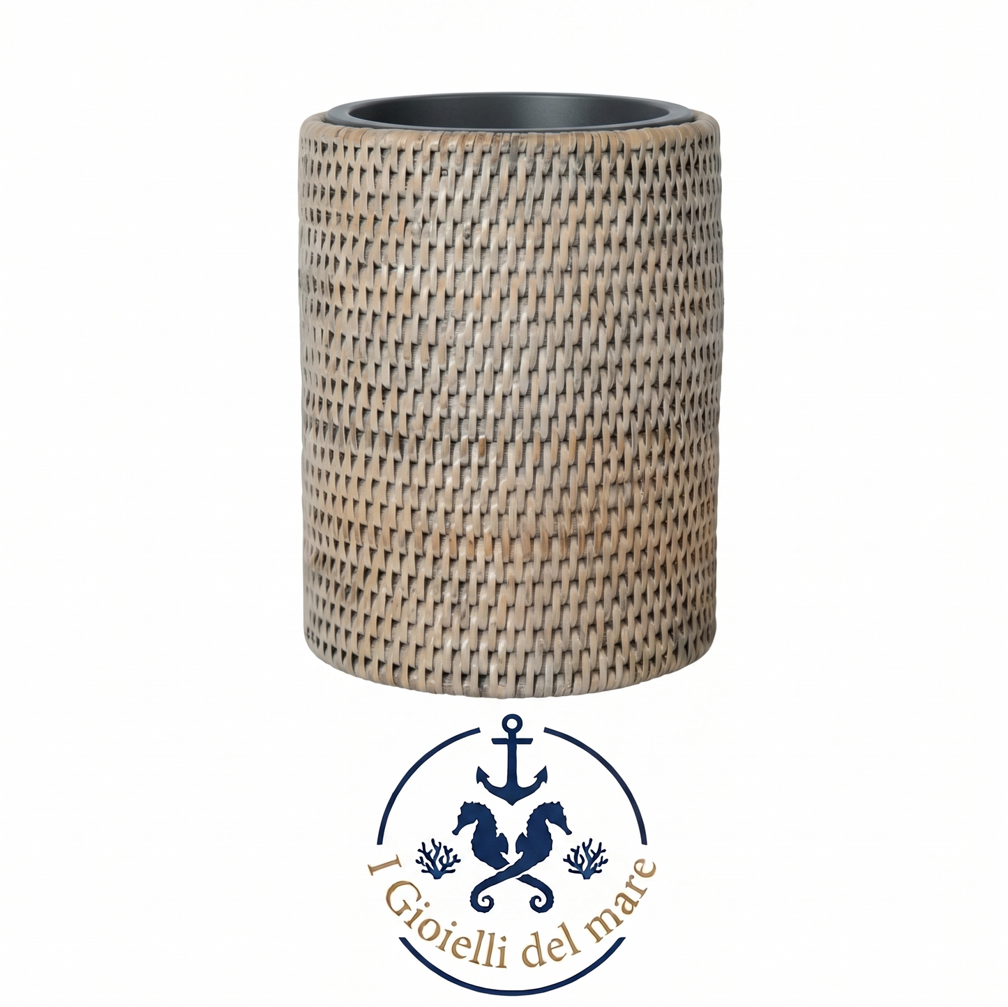 Portabottiglie isotermico Freezing rattan bianco cerato artigianale in argento - I Gioielli del Mare