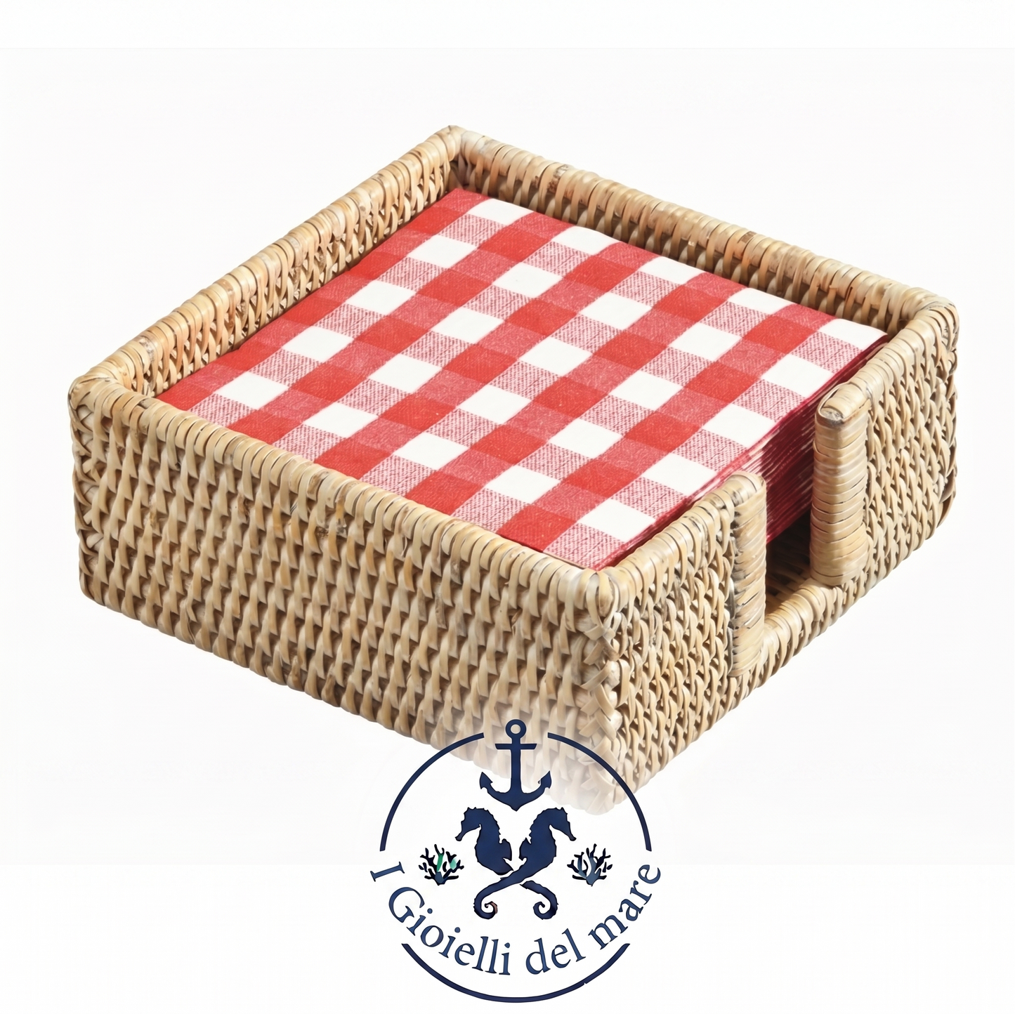 Portatovaglioli in rattan naturale birmano artigianale in argento - I Gioielli del Mare