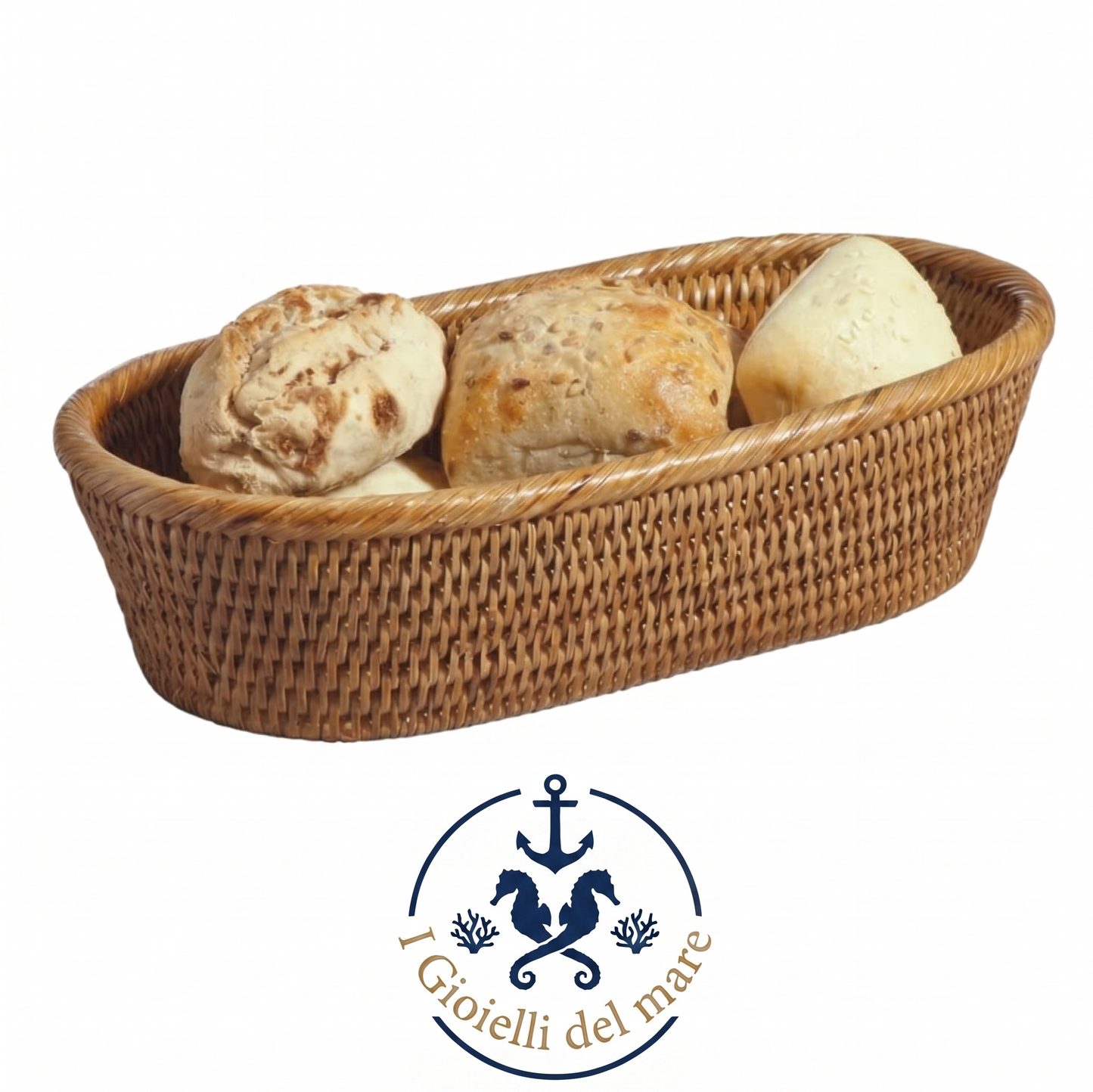Porta pane in rattan naturale birmano artigianale in argento - I Gioielli del Mare