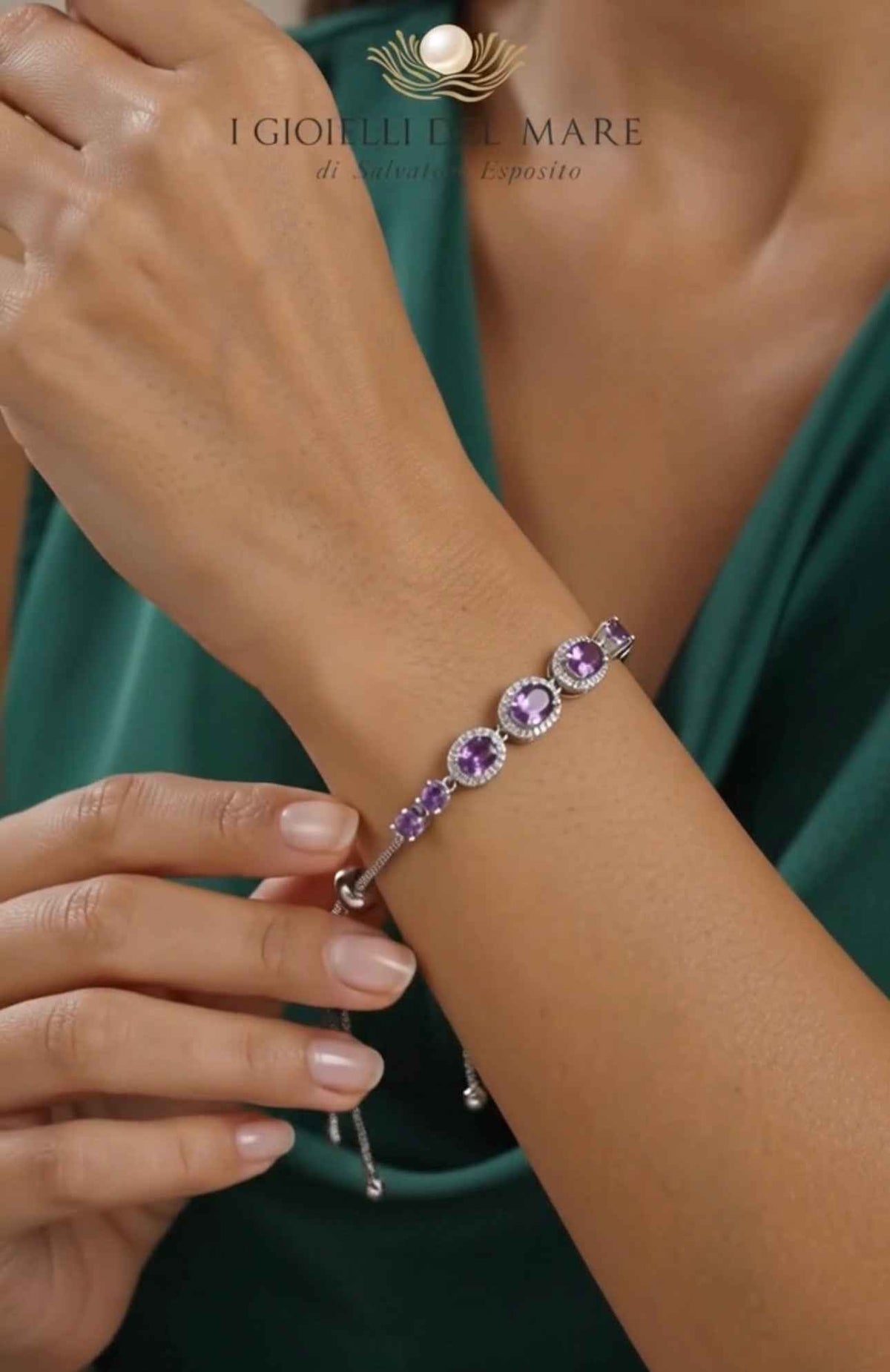 Bracciale in Argento con Topazi Azzurri Naturali – Chiusura Scorrevole | I Gioielli del Mare