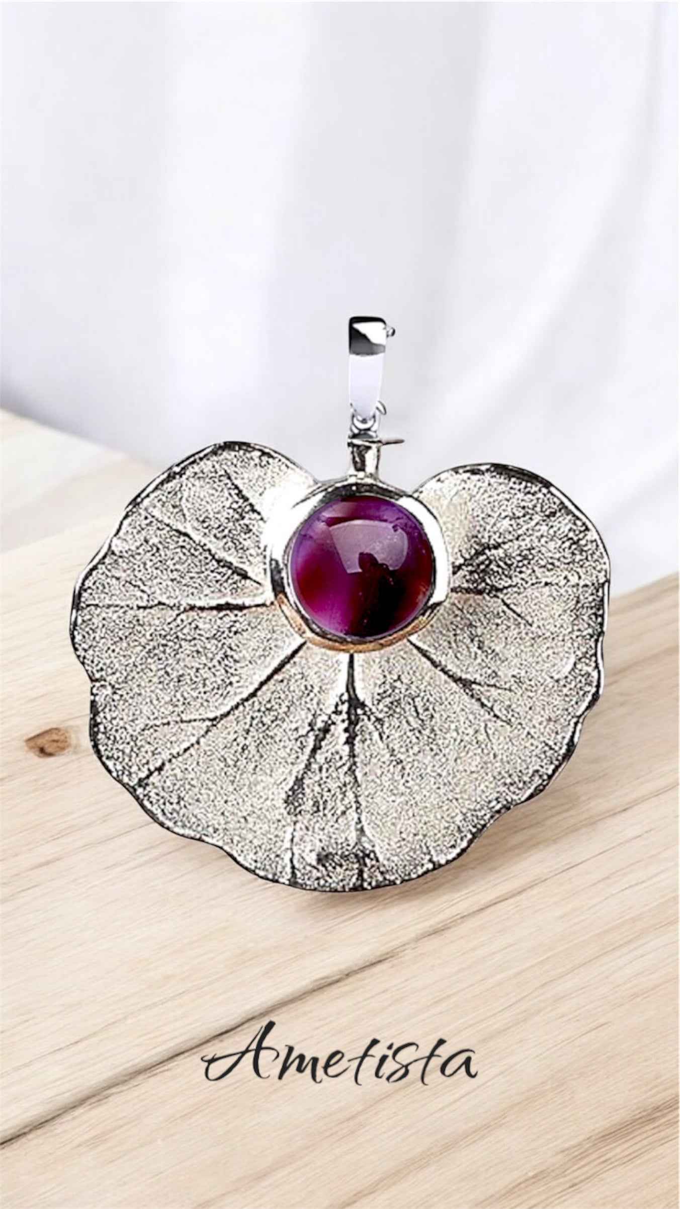 Ciondolo Foglia Geranio Naturale in Argento artigianale in argento - I Gioielli del Mare