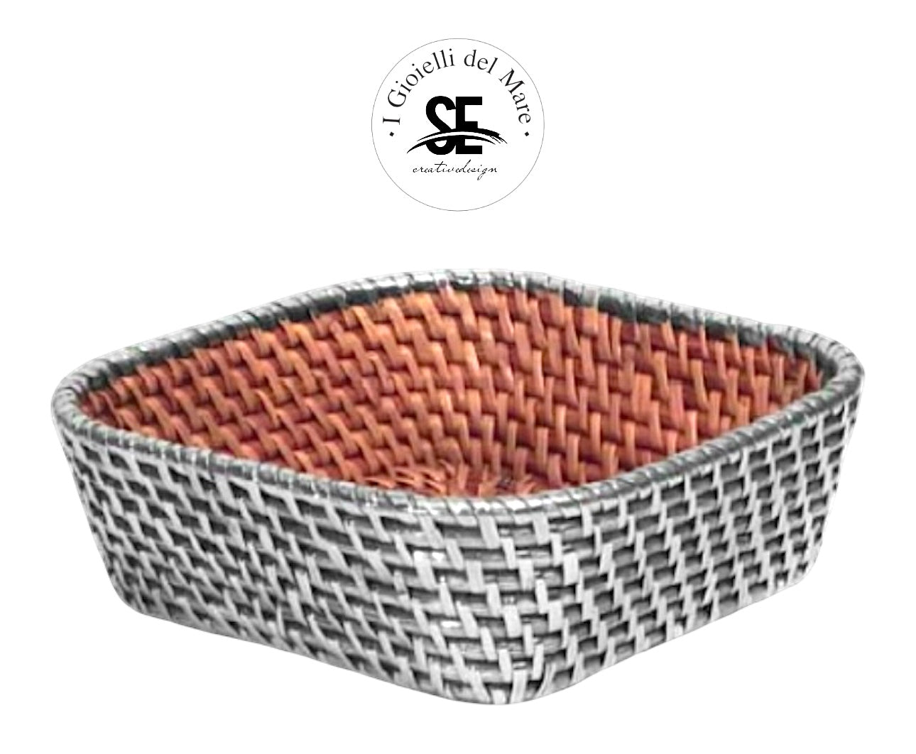 Cod.337 Vassoio quadro porta pane rattan