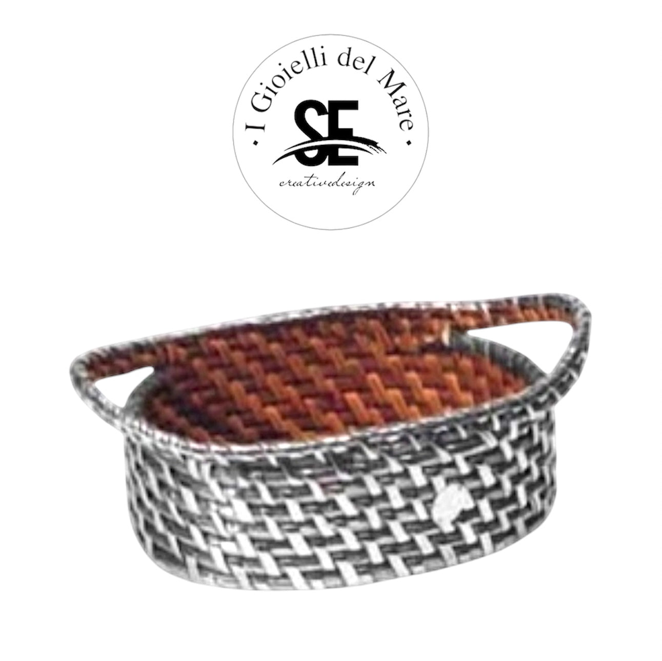 Cod.82489 Cestino ovale con manici rattan