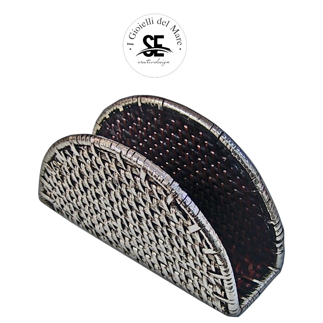 Cod.214008 Portatovagli rattan in argento