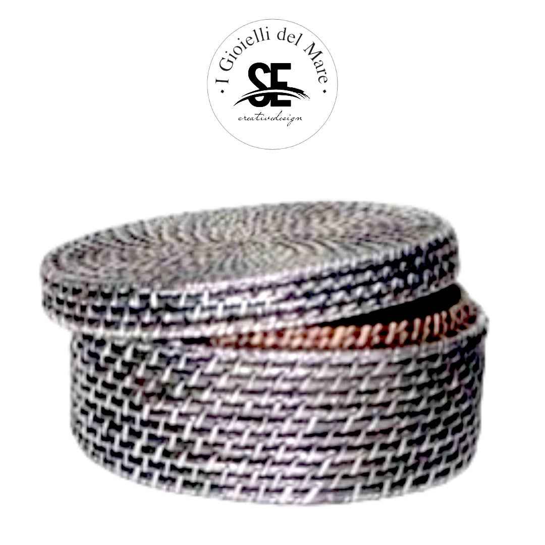 Scatola Tonda Rattan in Argento artigianale in argento - I Gioielli del Mare