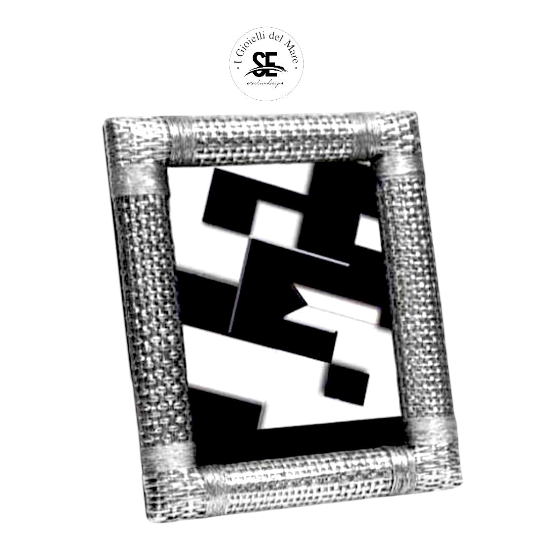 Cod.81005-3 Portafoto rattan in argento