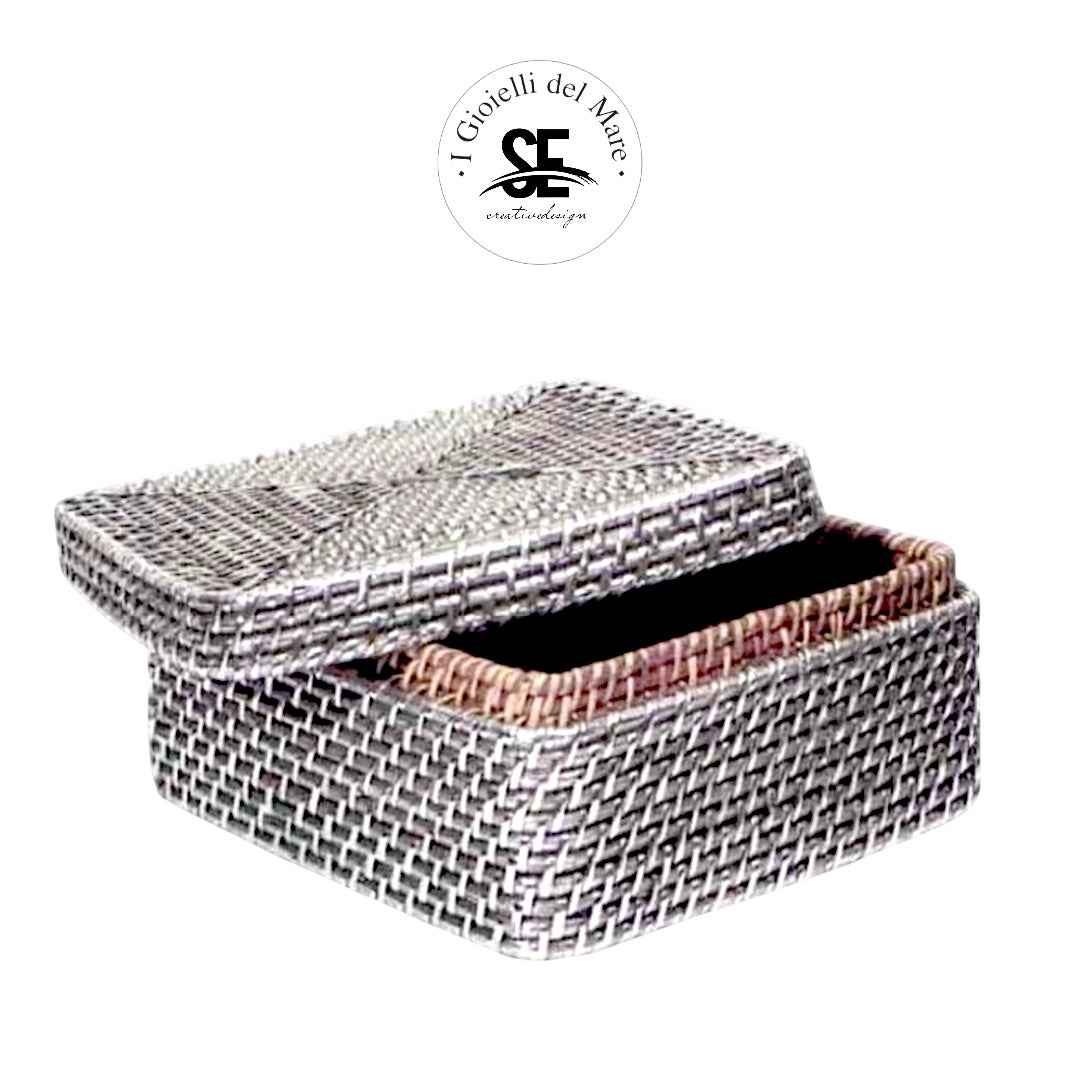 Scatola Quadra Rattan in Argento artigianale in argento - I Gioielli del Mare