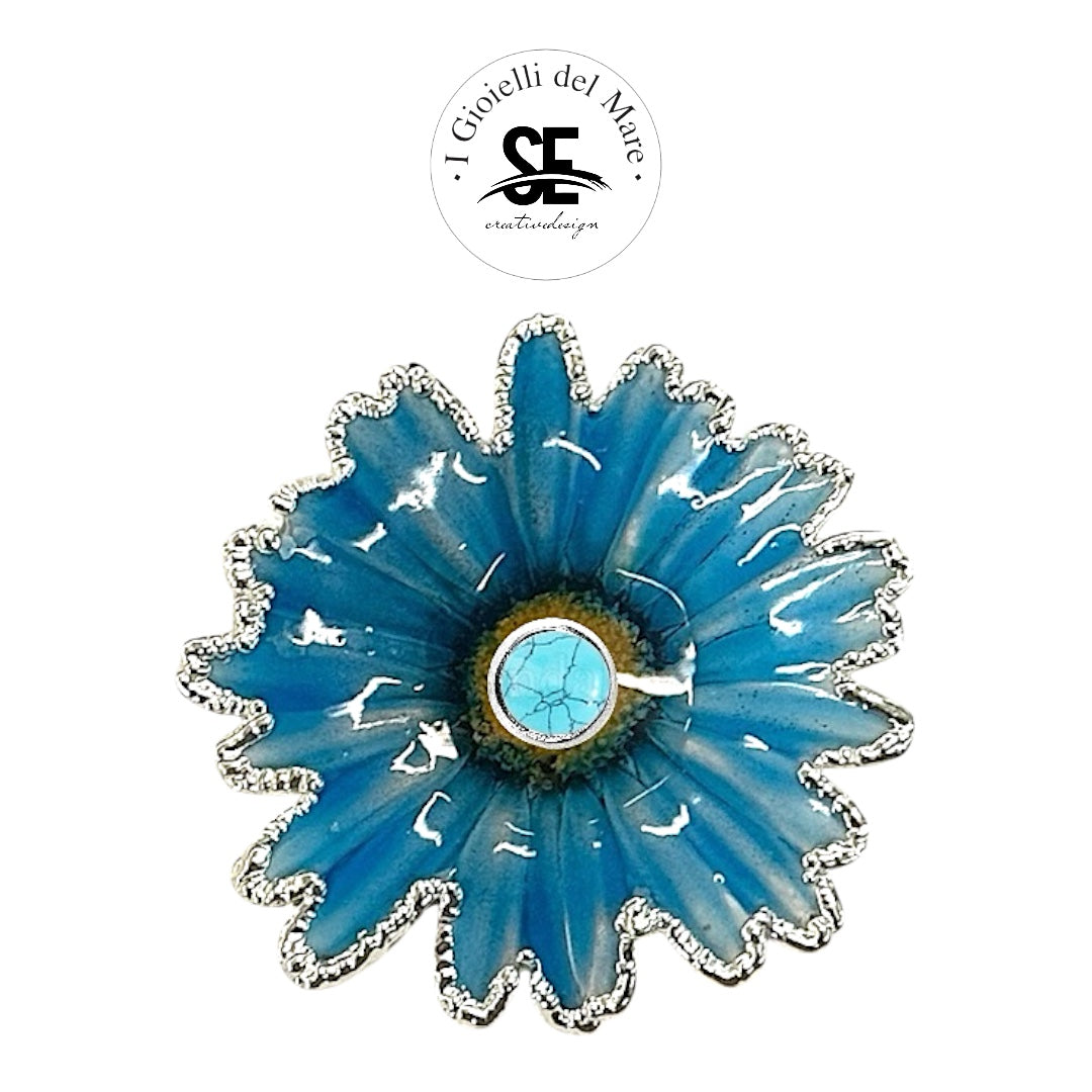 Ciondolo Margherita azzurra con turchese
