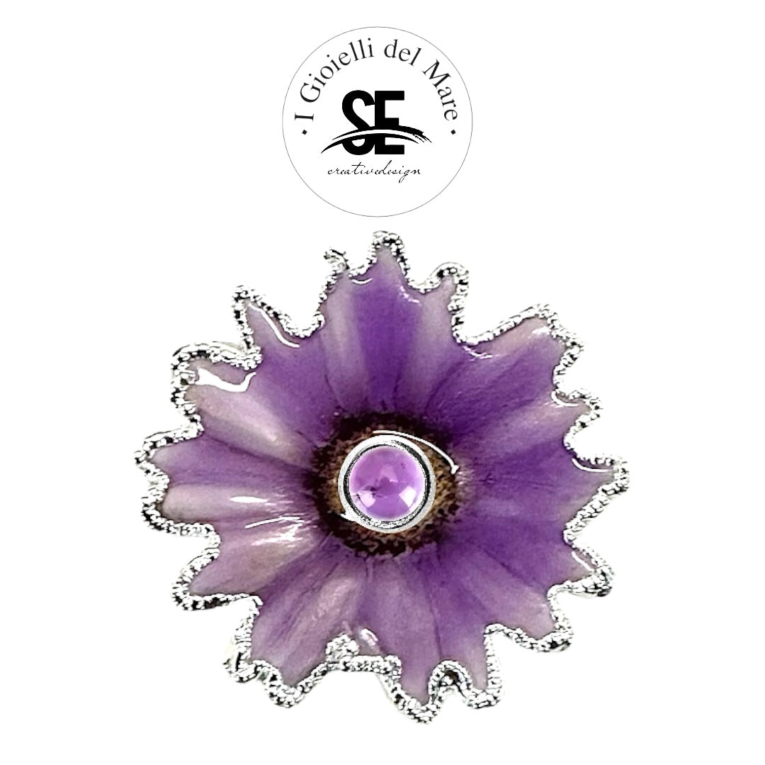 Ciondolo Margherita naturale viola con ametista