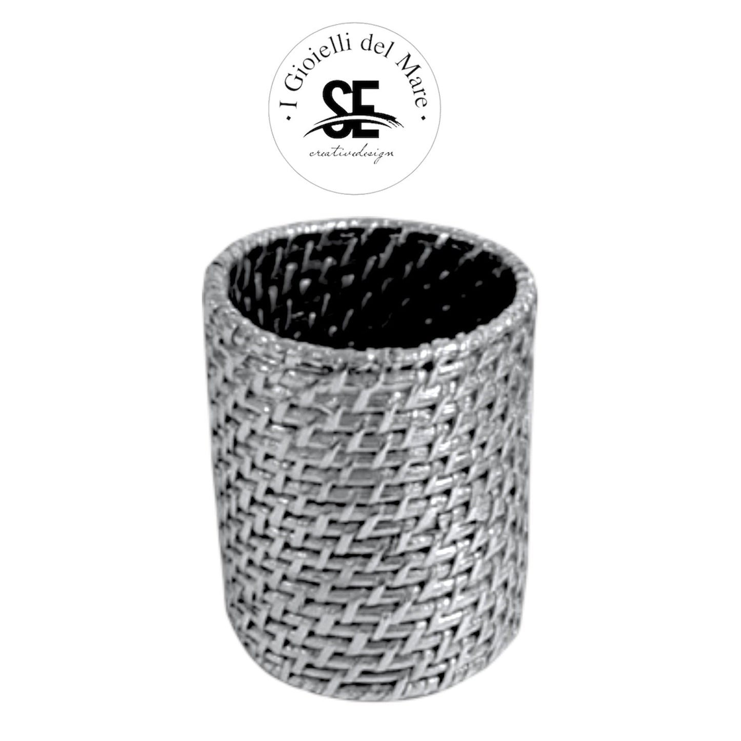 Cod.MA20703 Sottobottiglia Rattan rivestito in argento