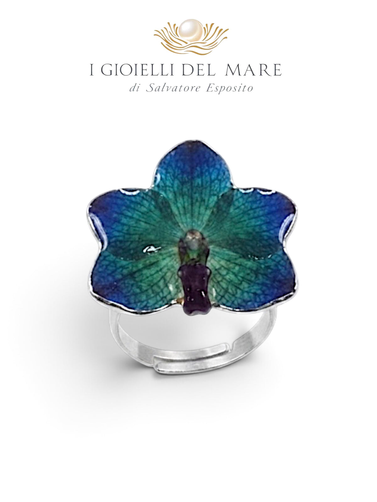 Anello Orchidea naturale in argento