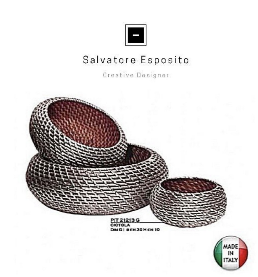 Cod.21213 Set Ciotola rattan in argento