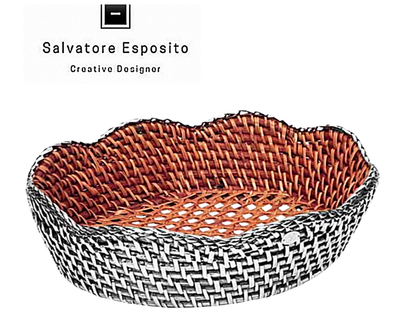 Cod.82413 Cesto ovale rattan in argento