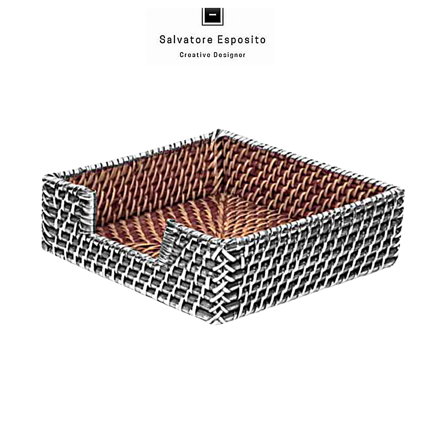 Cod.322 Portatovaglioli rattan in argento