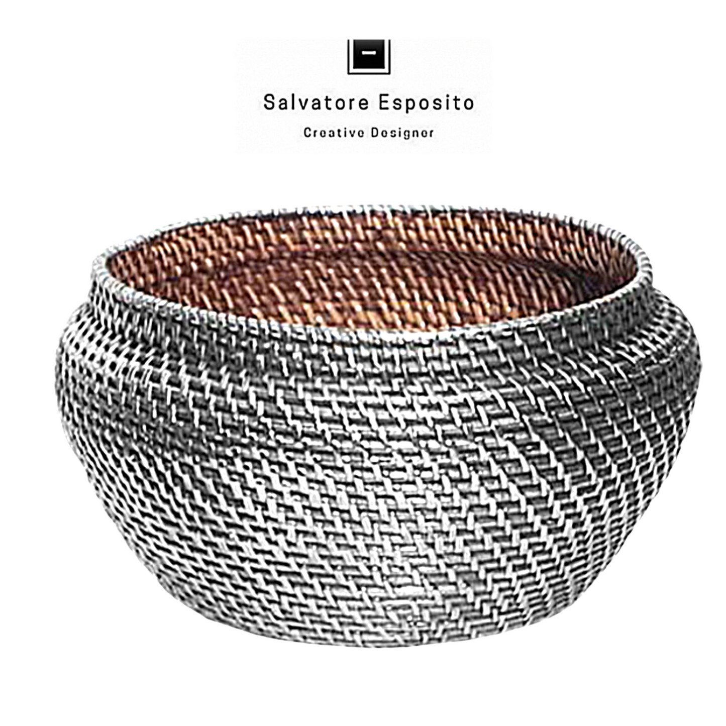Cod.82422 Vaso in rattan in argento