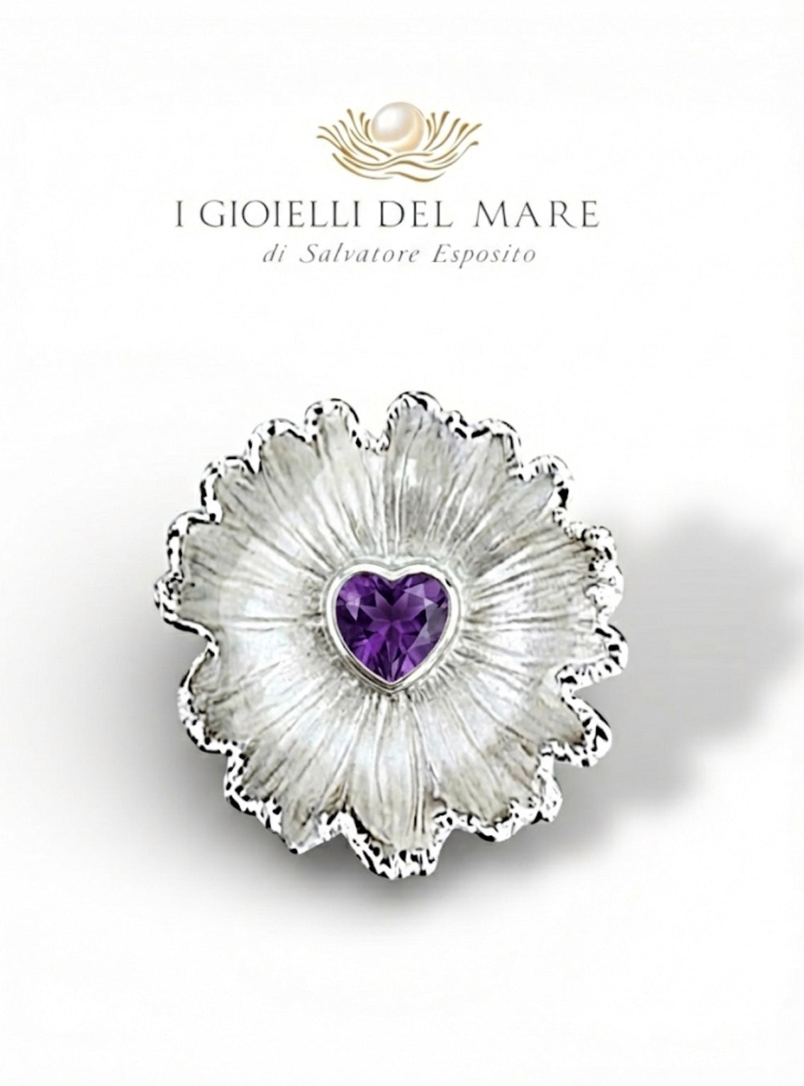 Ciondolo margherita naturale in argento con Ametista