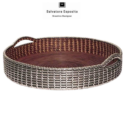 Cod.10098 Vassoio fondo spirale grande rattan
