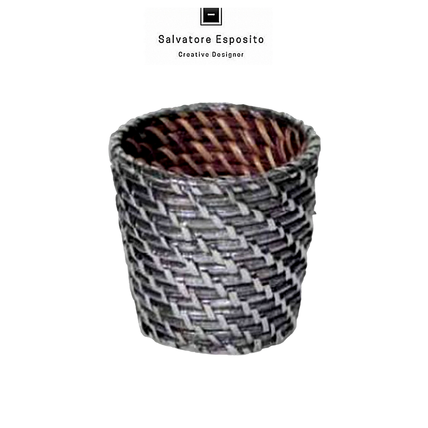 Cod.11603 Portabicchieri rattan in argento