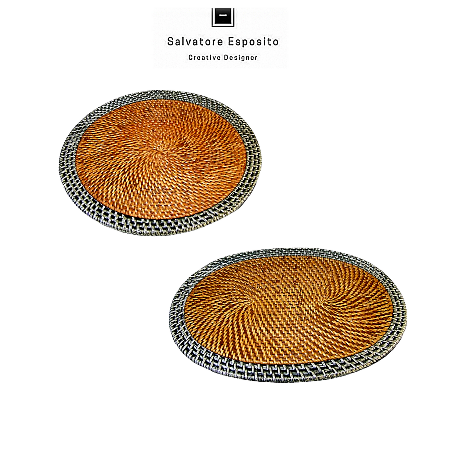 Cod.IGDM18 Tovagliette Tonde ed Ovali rattan in argento