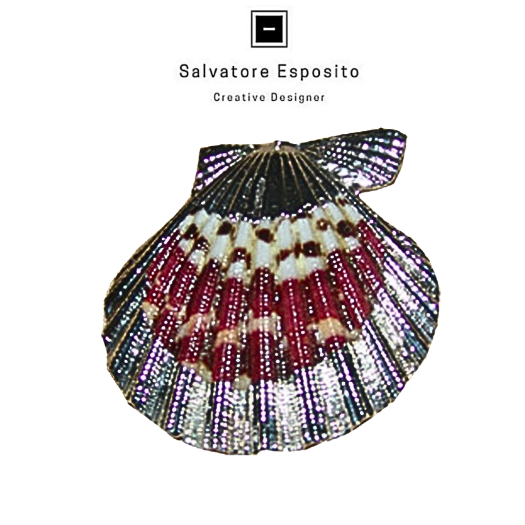 Cod.1712 Pecten phallium naturale in argento