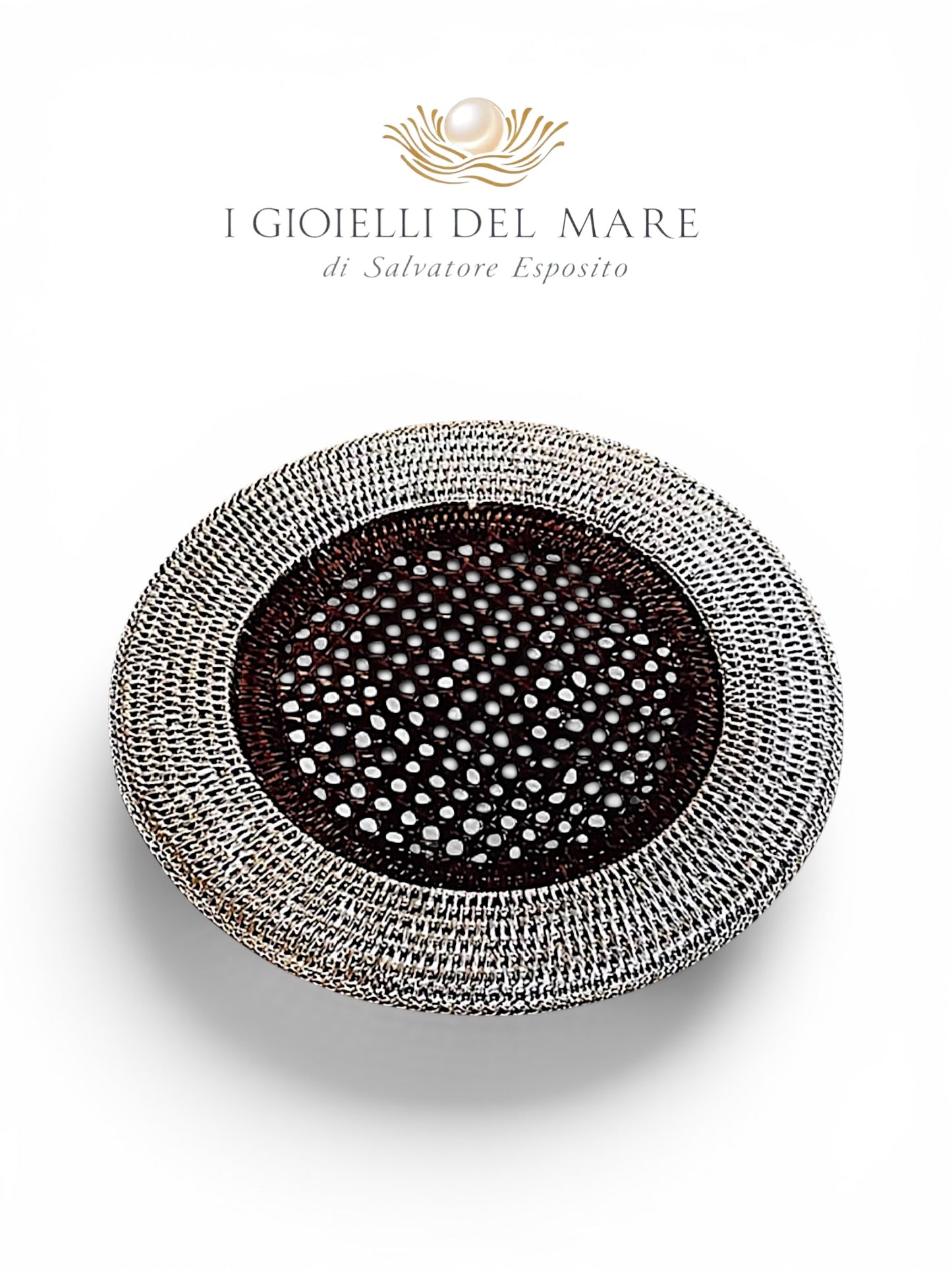 Sottopiatto in rattan rivestito in argento con plexiglas centrale