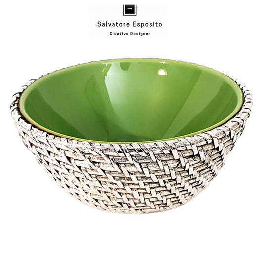 Cod.004M/C Ciotola rattan in argento Plexiglass