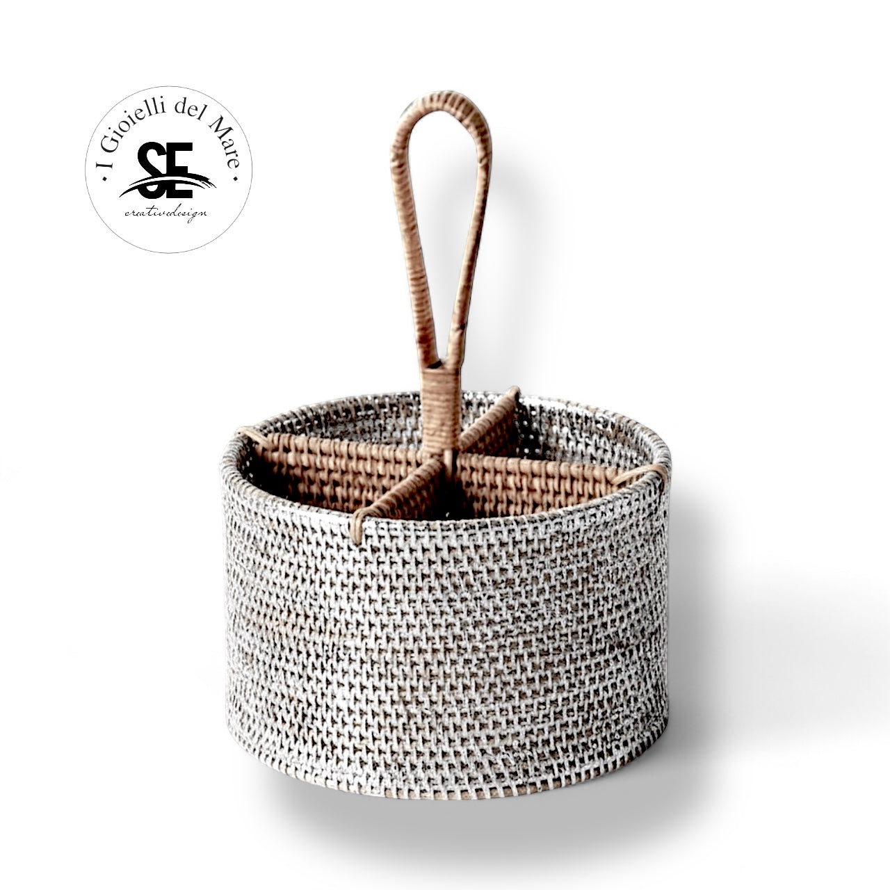 Cod.20799 Portaposate in rattan rivestito in argento artigianale in argento - I Gioielli del Mare