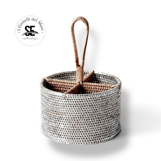 Cod.20799 Portaposate in rattan rivestito in argento artigianale in argento - I Gioielli del Mare