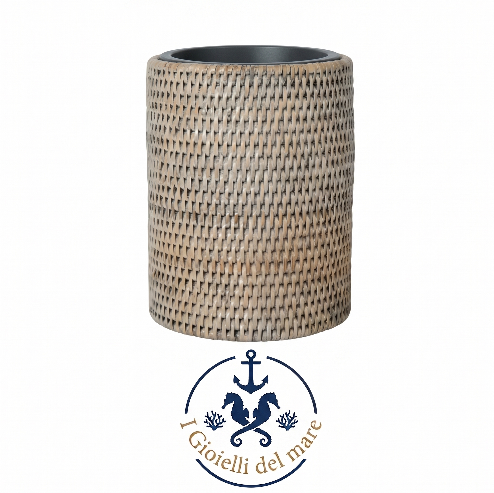 Portabottiglie isotermico Freezing rattan bianco cerato artigianale in argento - I Gioielli del Mare