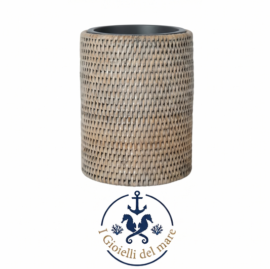Portabottiglie isotermico Freezing rattan bianco cerato artigianale in argento - I Gioielli del Mare
