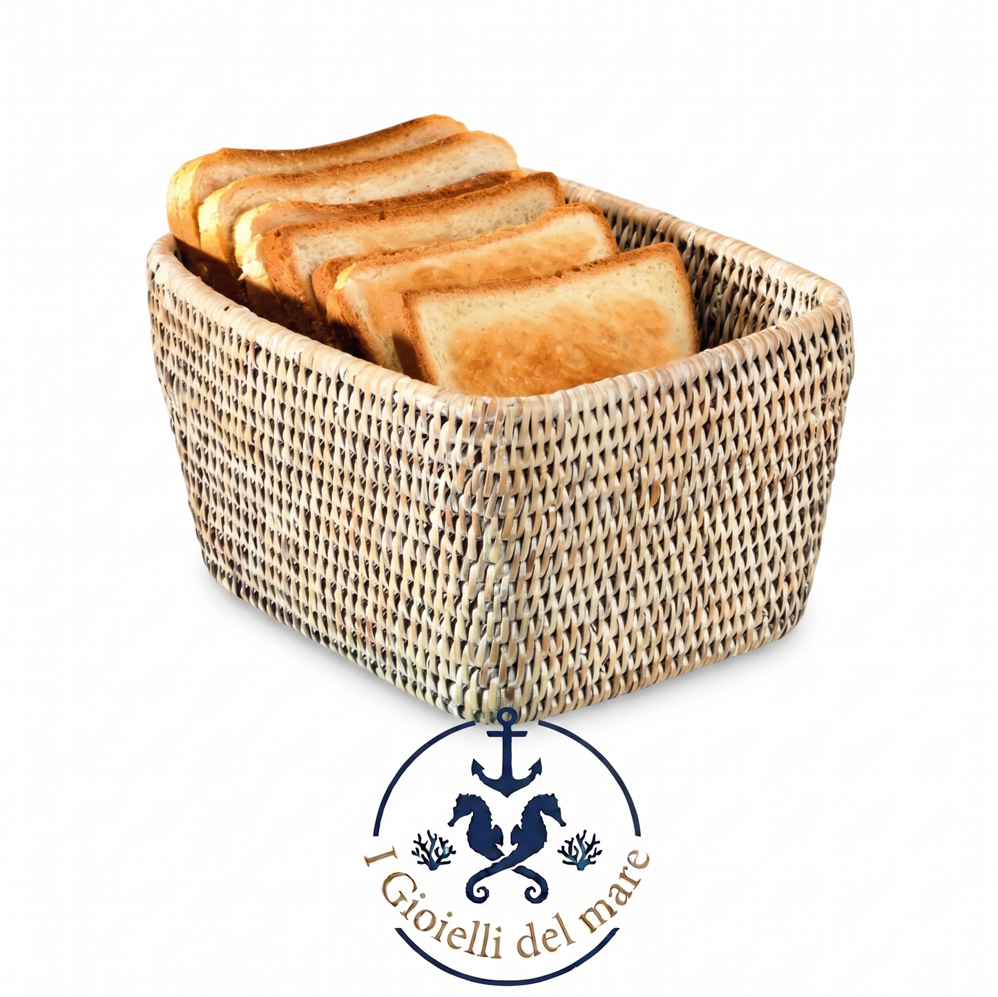 Cestino rettangolare rattan naturale birmano artigianale in argento - I Gioielli del Mare