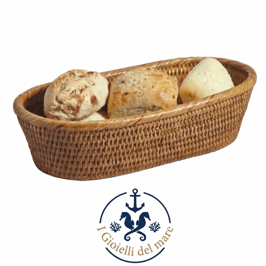 Porta pane in rattan naturale birmano artigianale in argento - I Gioielli del Mare