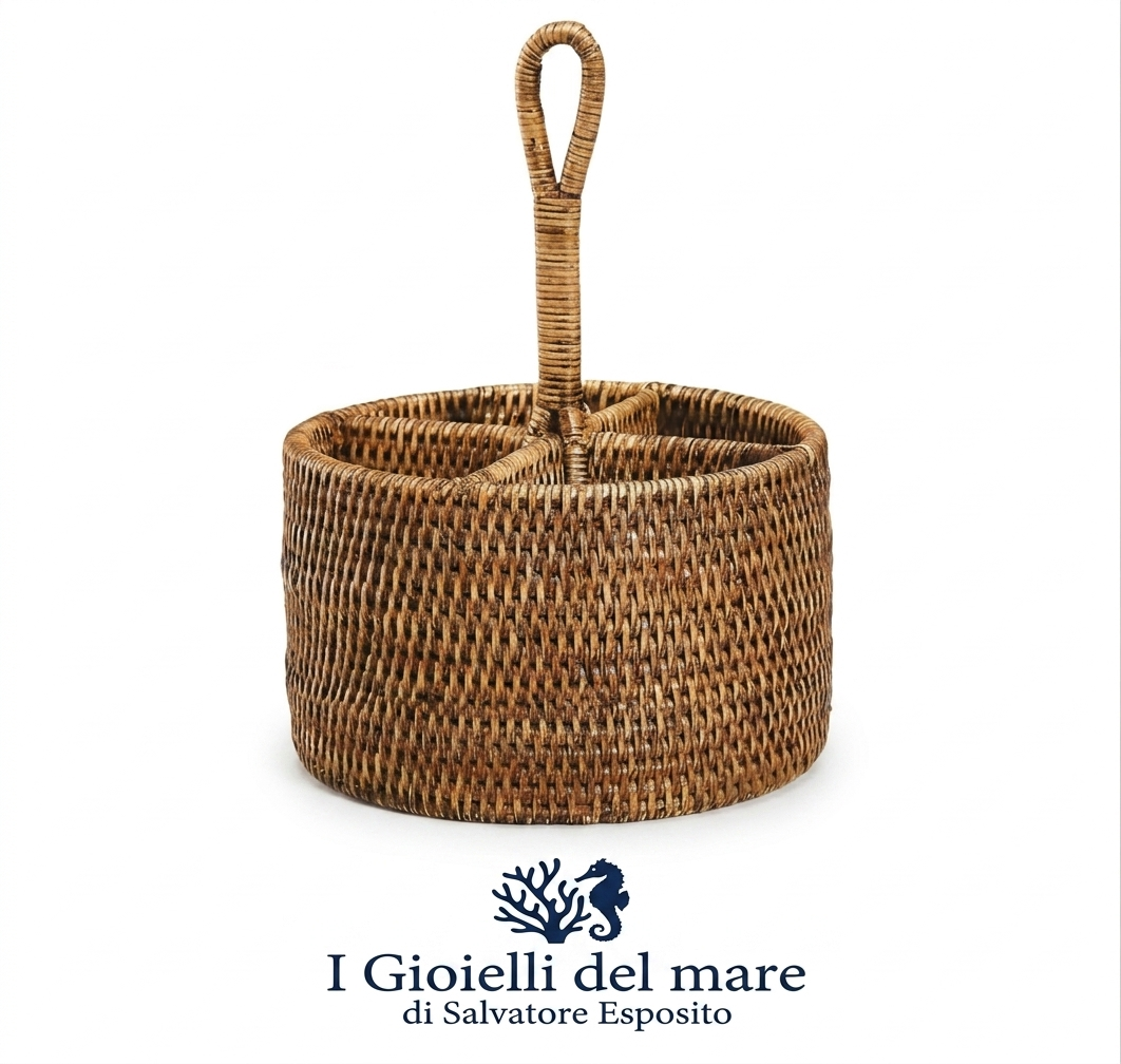Portaposte in rattan naturale birmano artigianale in argento - I Gioielli del Mare