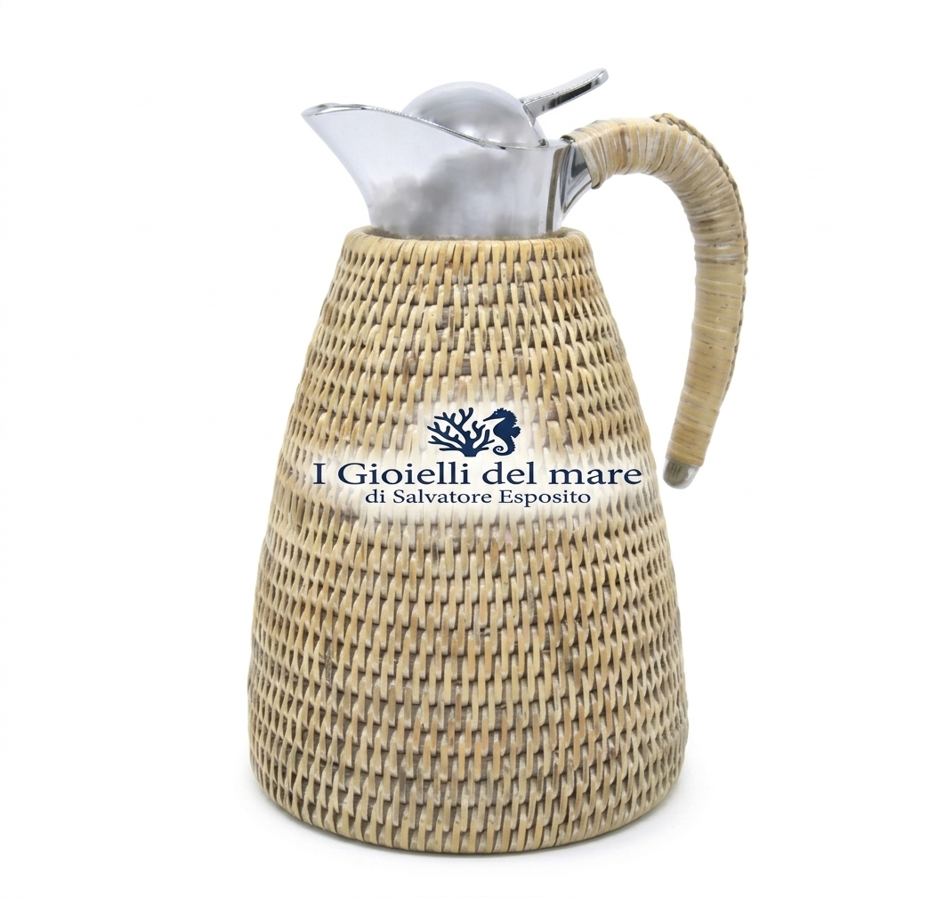 Caraffa terminca rattan naturale birmano artigianale in argento - I Gioielli del Mare