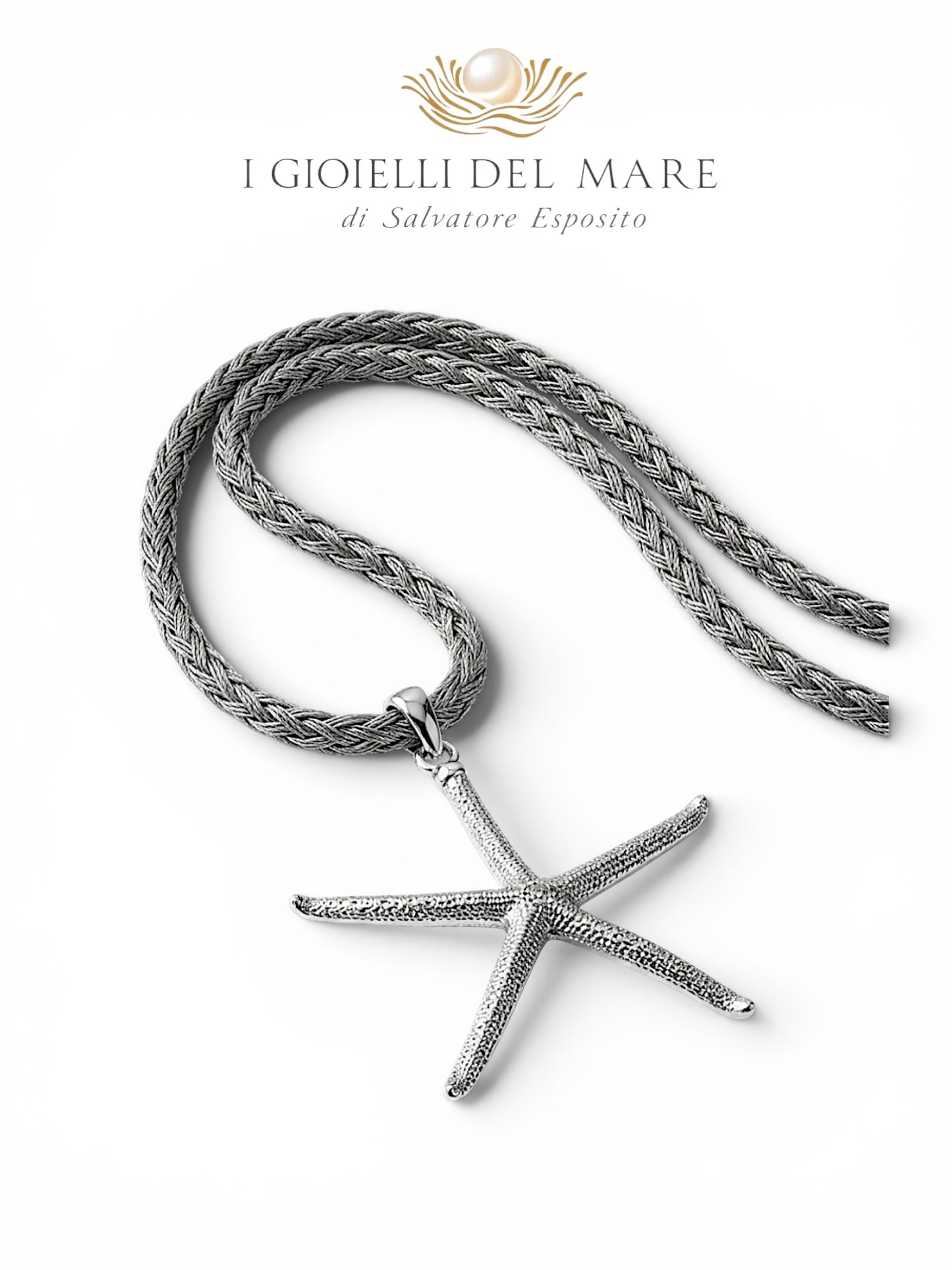 Collier stella marina naturale rivestita in argento puro artigianale in argento - I Gioielli del Mare