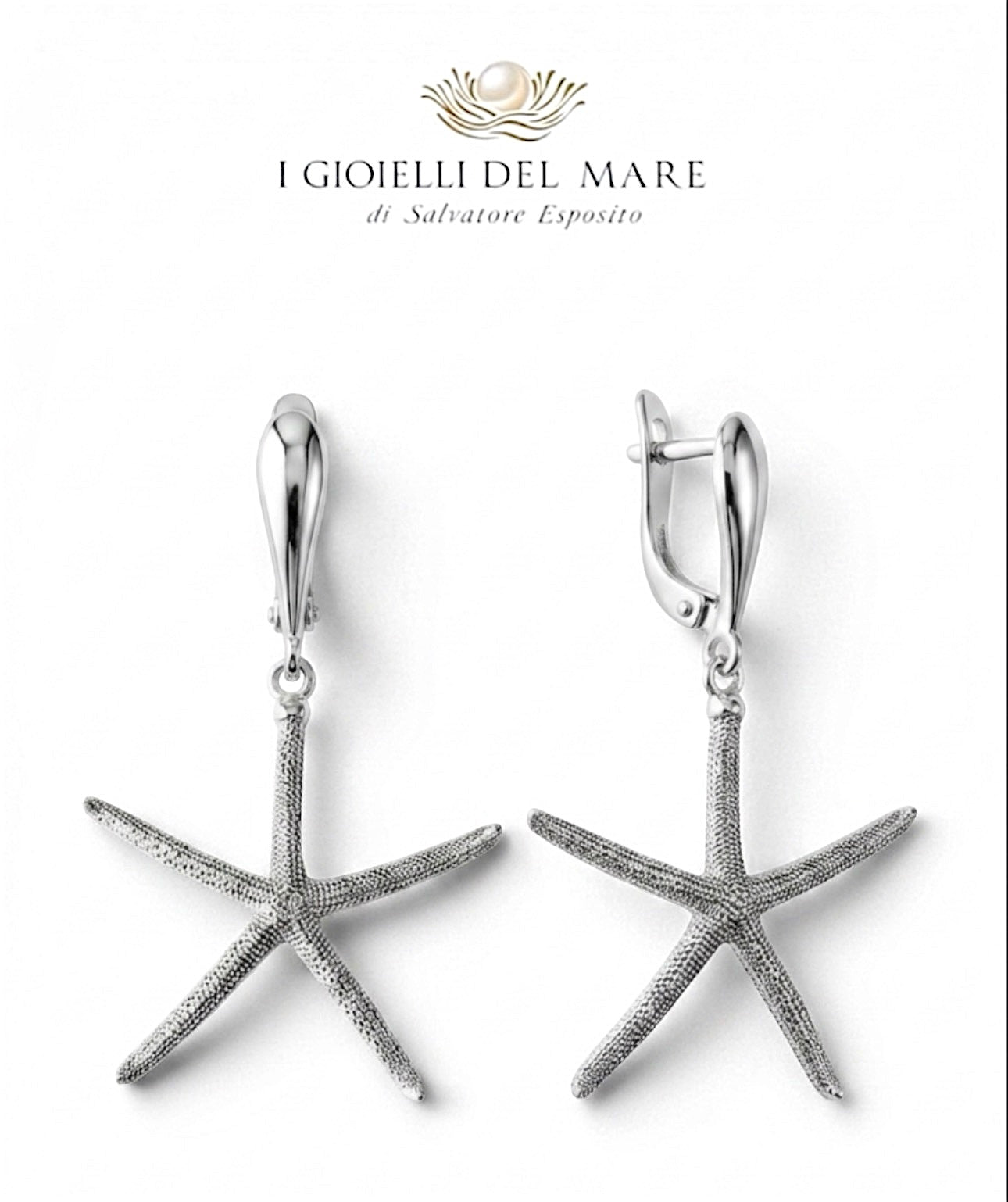 Collier stella marina naturale rivestita in argento puro artigianale in argento - I Gioielli del Mare