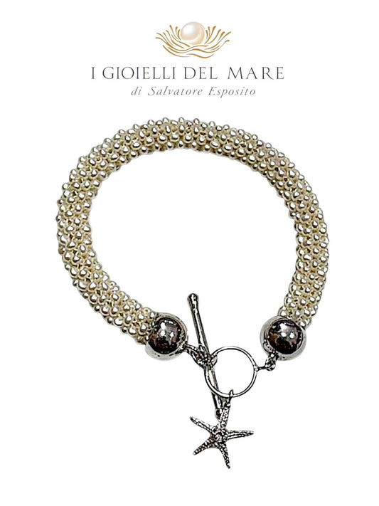 Bracciale perle lavorazione Tessito ed argento