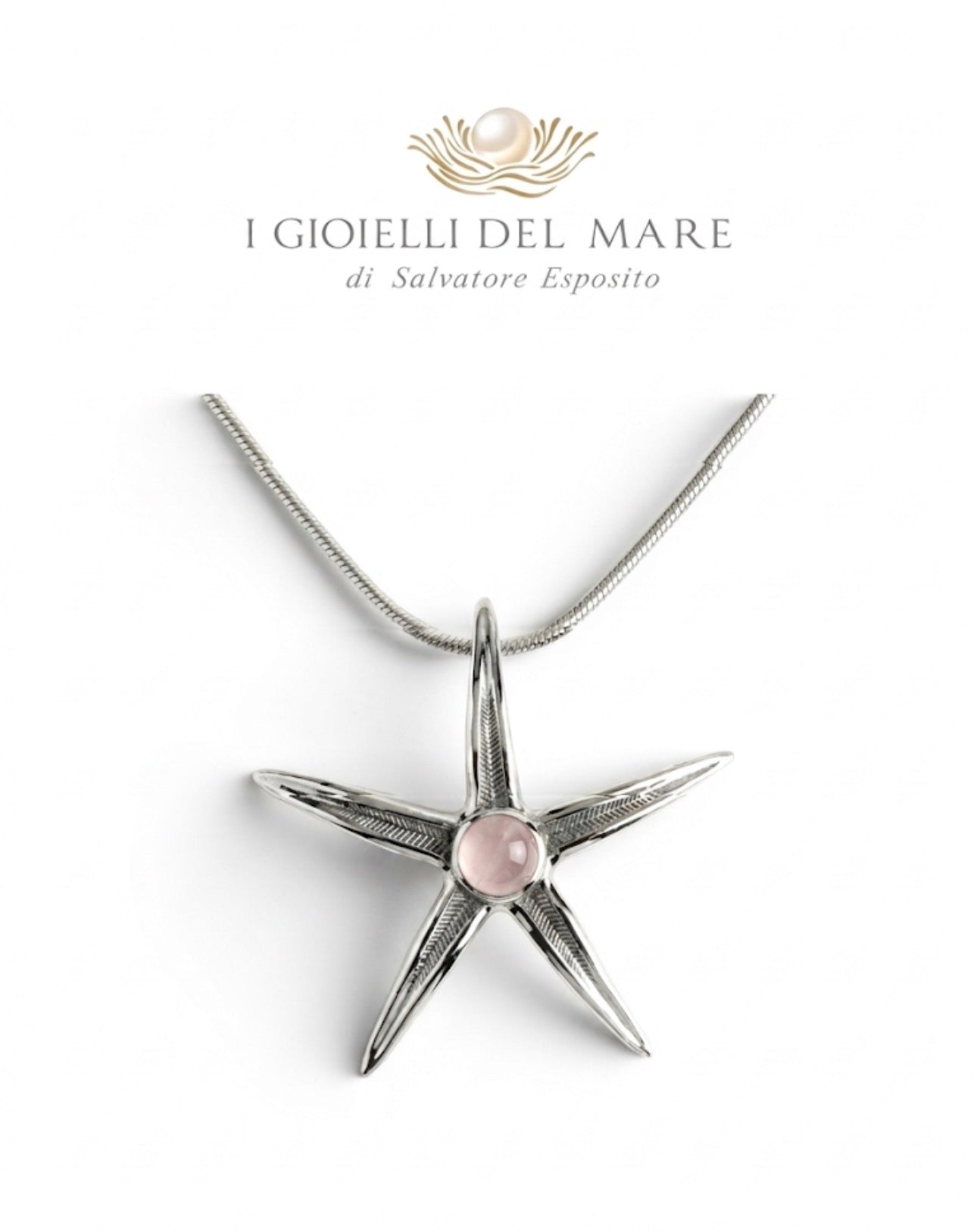 Ciondolo Stella marina naturale in argento con pietre dure artigianale in argento - I Gioielli del Mare