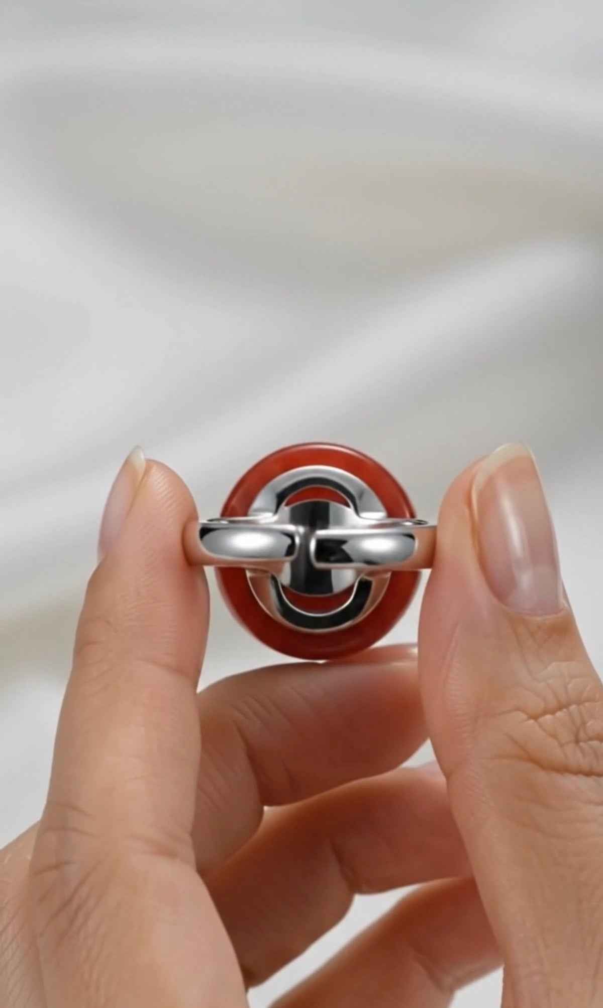 Anello cabochon di corallo della Sardegna 12mm con misura regolabile